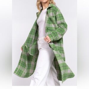 BRUSHED PLAID LONG JACKET